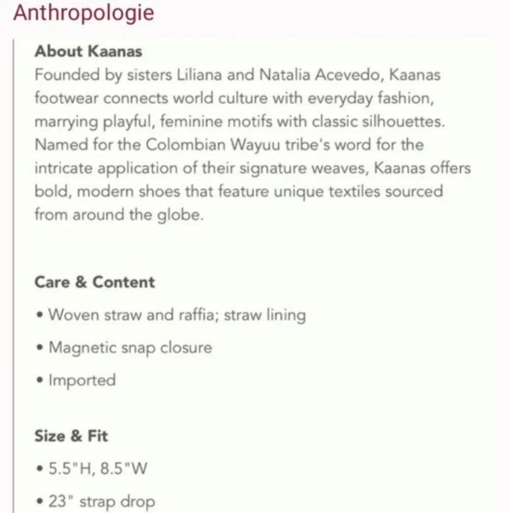 Kaanas by Anthropologie Cream Accent Basket Bag